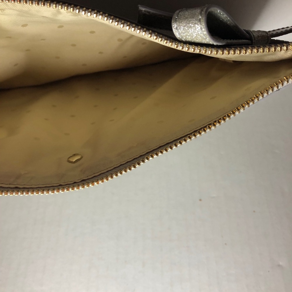 Kate Spade Georgia Glitter Bug Clutch Silver EUC - Picture 6 of 10